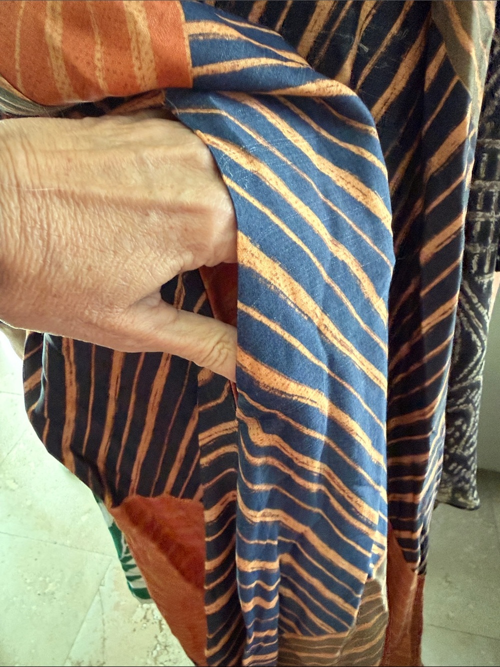 FARM Rio Striped Chevron Maxi Dress in Rust, Navy & Olive - Picture 9 of 9